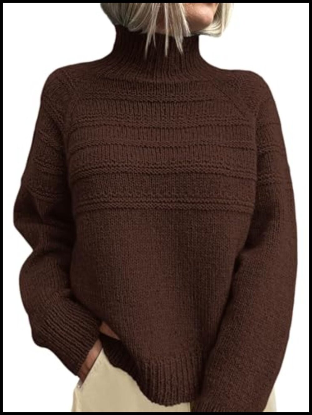 Women's Chunky Knit Mock Neck Pullover Sweater - Oversized, Long Sleeve